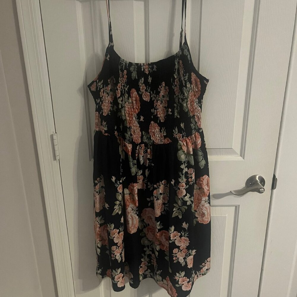 Navy blue & Pink Strappy Summer Dress